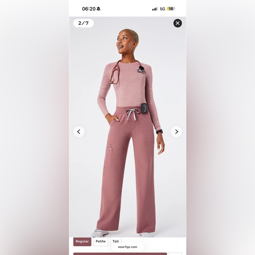 Figs Isabel Wide Leg Pants in Mauve